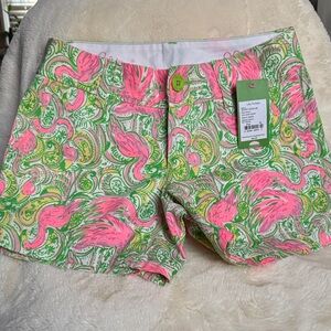 Lilly Pulitzer Flamingo Print Shorts in Pink and Green
